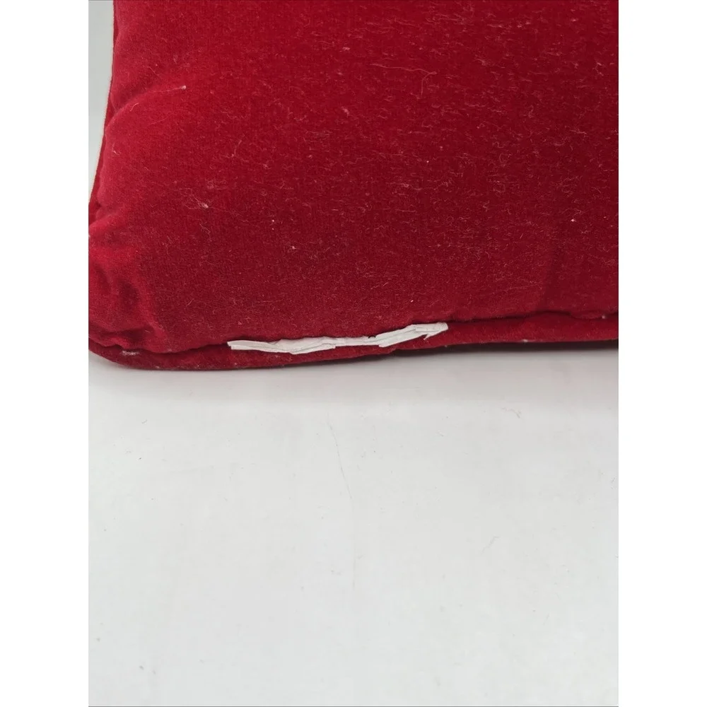 Small Needlepoint Pillow Your Friendship Is A Gift Red Velvet Back 12in x 8in